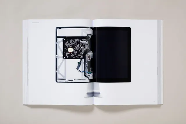 Open Book with Technical Illustration