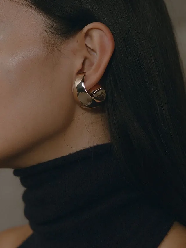Gold Hoop Earring Close-up