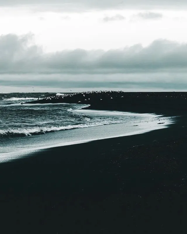 Black Sand Beach Landscape