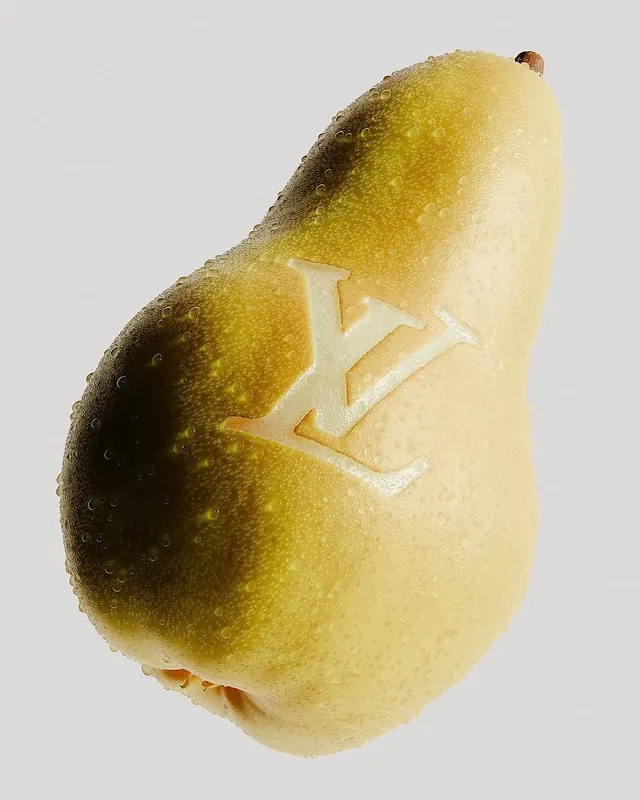 Pear with Logo Overlay