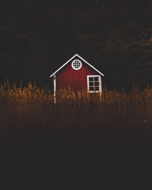 Red Cabin in Field