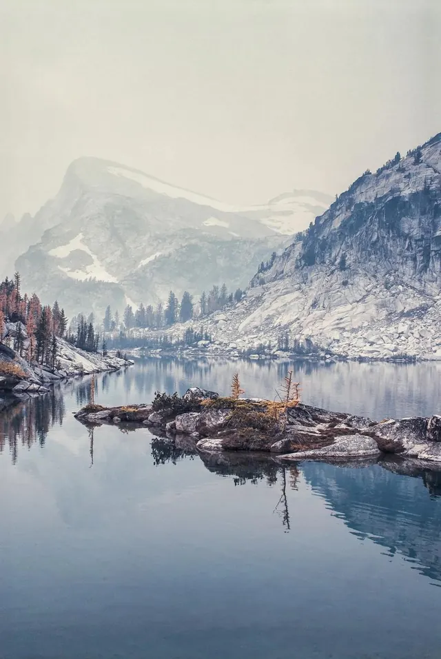 Snowy Mountain Lake Landscape
