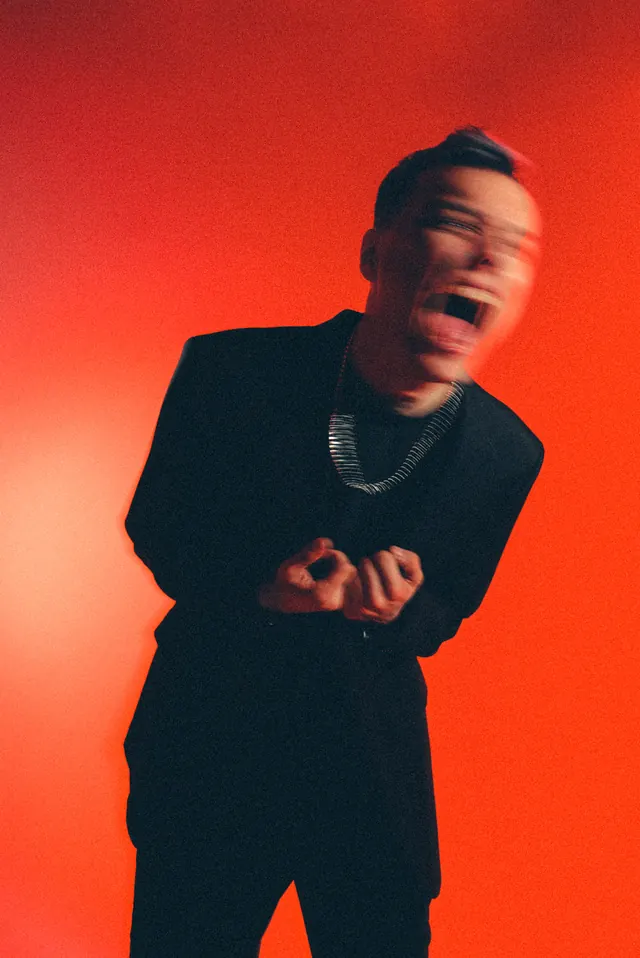 Portrait with Red Gradient Background