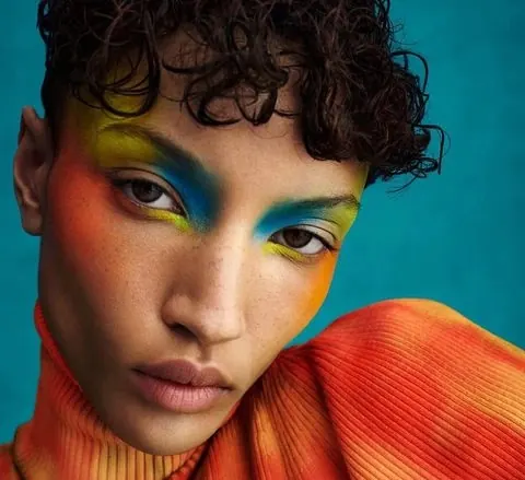 Vibrant Portrait with Graphic Eye Makeup