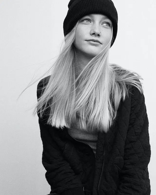 Monochrome Portrait of Woman in Winter Wear