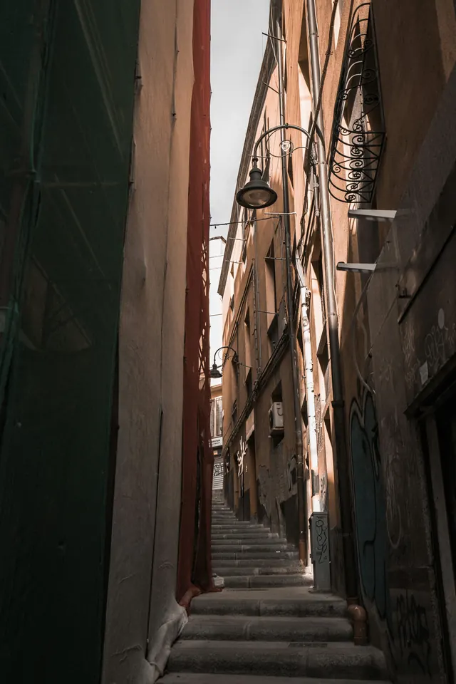 Narrow Alleyway with Lanterns