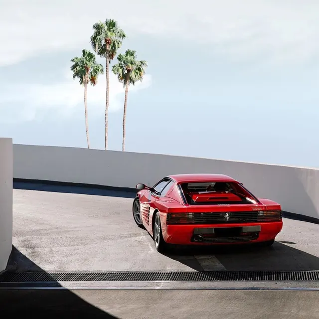 Red Sports Car on Rooftop