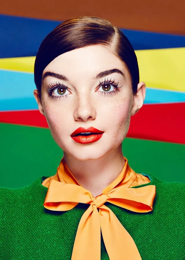 Retro Portrait with Color Blocks, retro, maximalist, vibrant