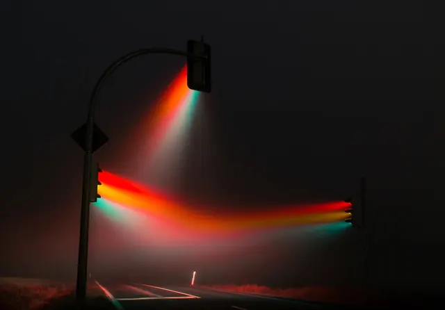 Long Exposure Traffic Light Light Trails