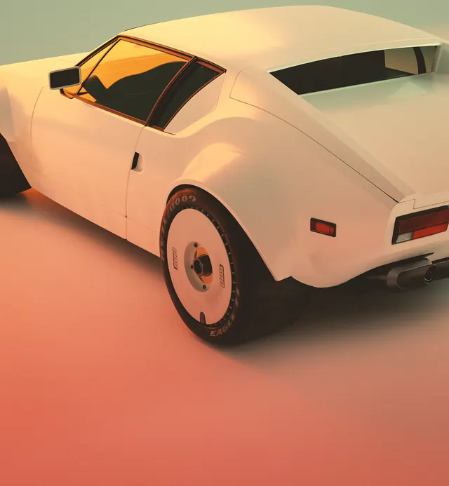 White Sports Car on Gradient Background