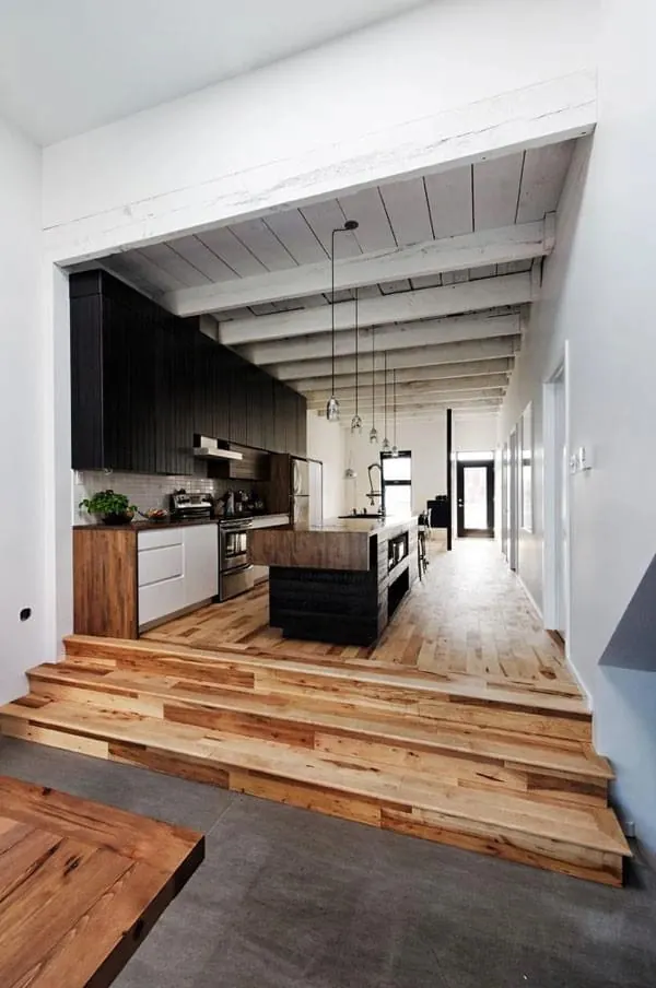 Modern Industrial Interior with Wood Flooring