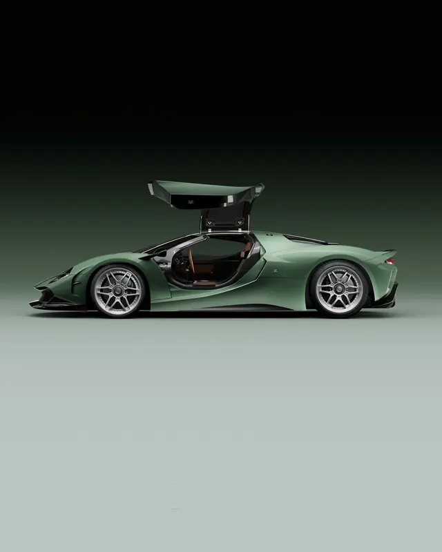 Green Sports Car Profile