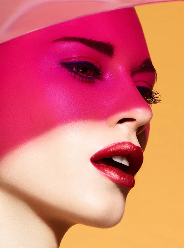 High-Contrast Portrait with Pink Overlay