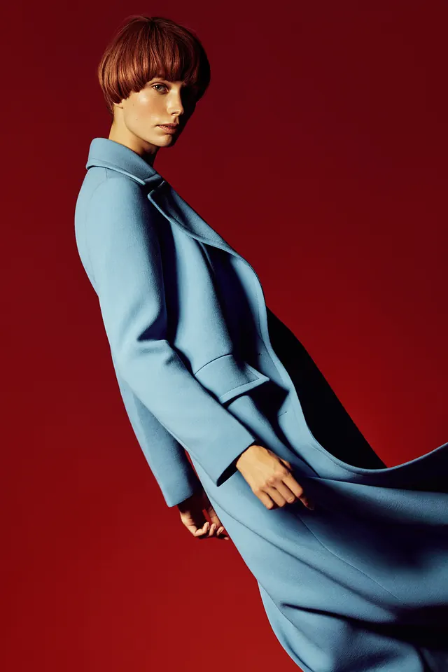 Model in Blue Garment