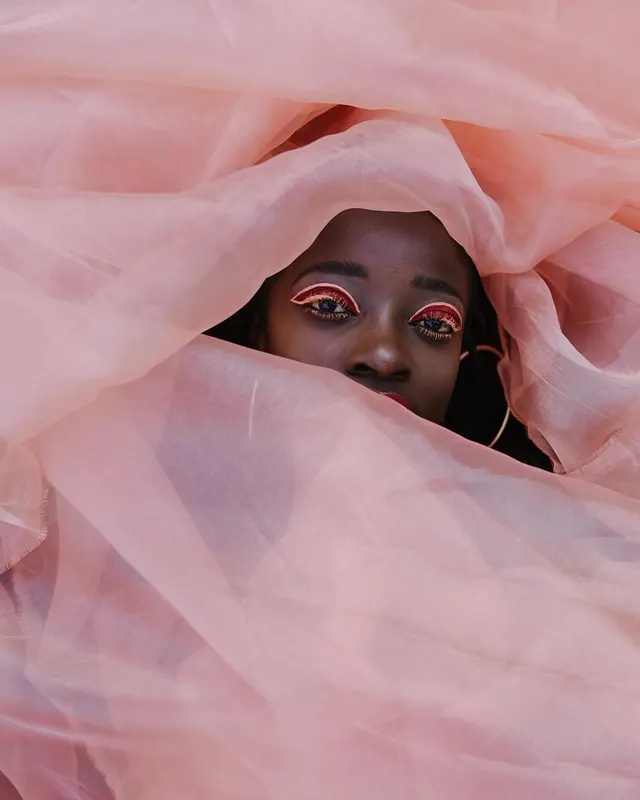 Portrait in Pink Fabric