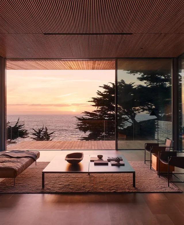 Modern Coastal Interior with Sunset View