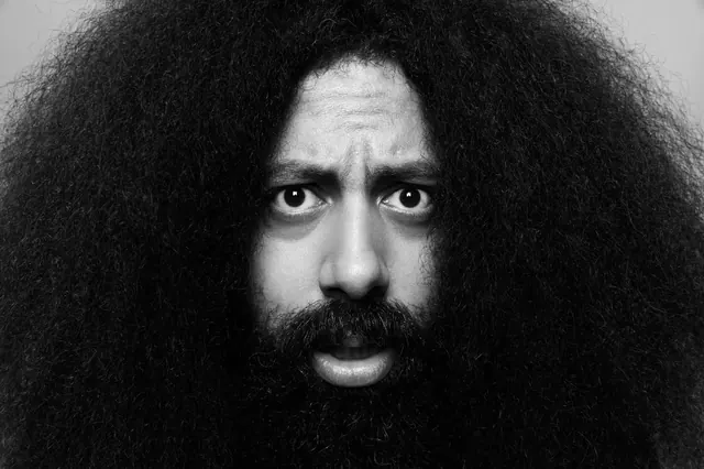 Monochrome Portrait of a Man with Afro