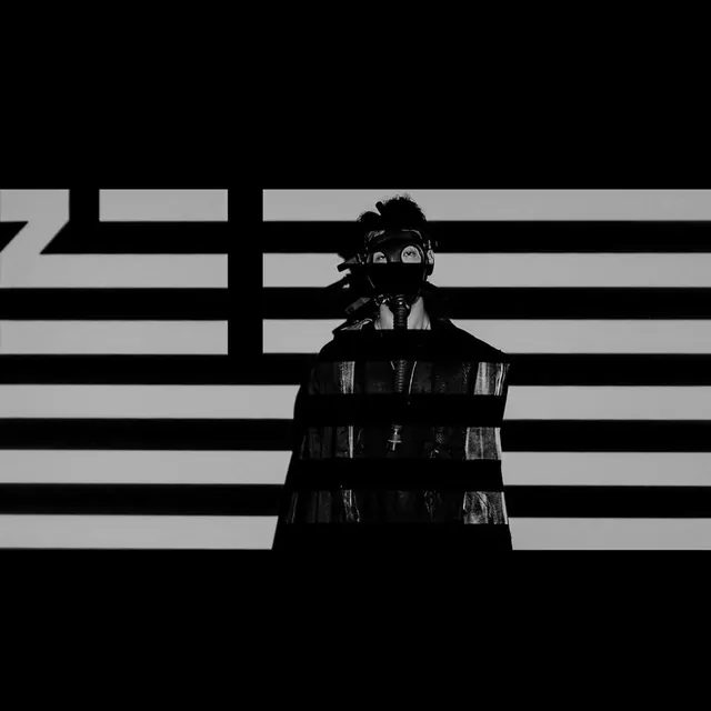 Monochrome Robotic Figure, monochrome, brutalist, monochrome