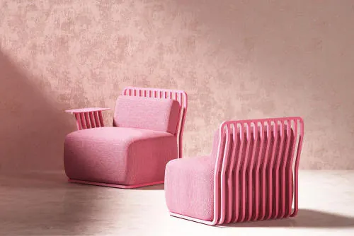 Pink Ribbed Furniture Set