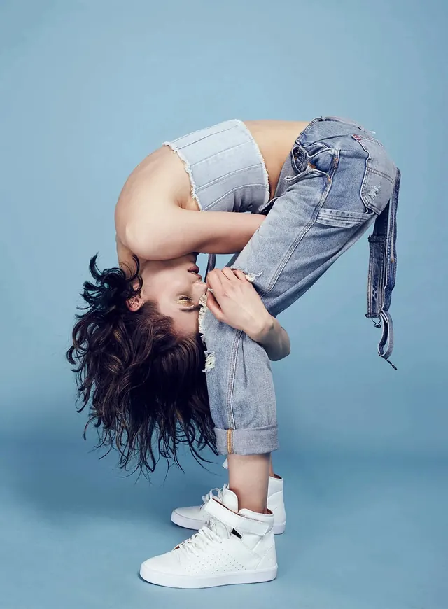 Model in Denim and Sneakers