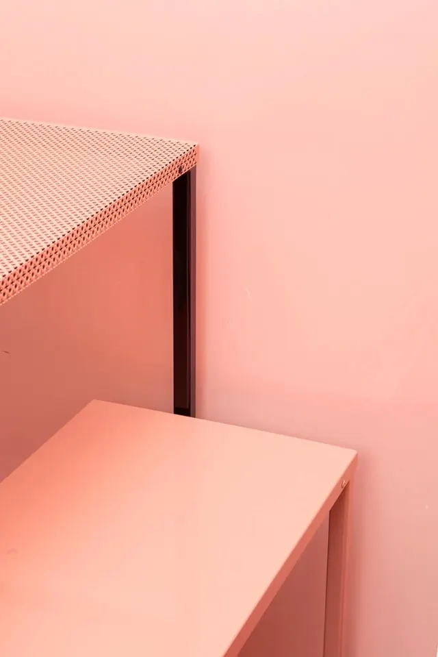 Pink bar interior detail, minimal, geometric, pastel