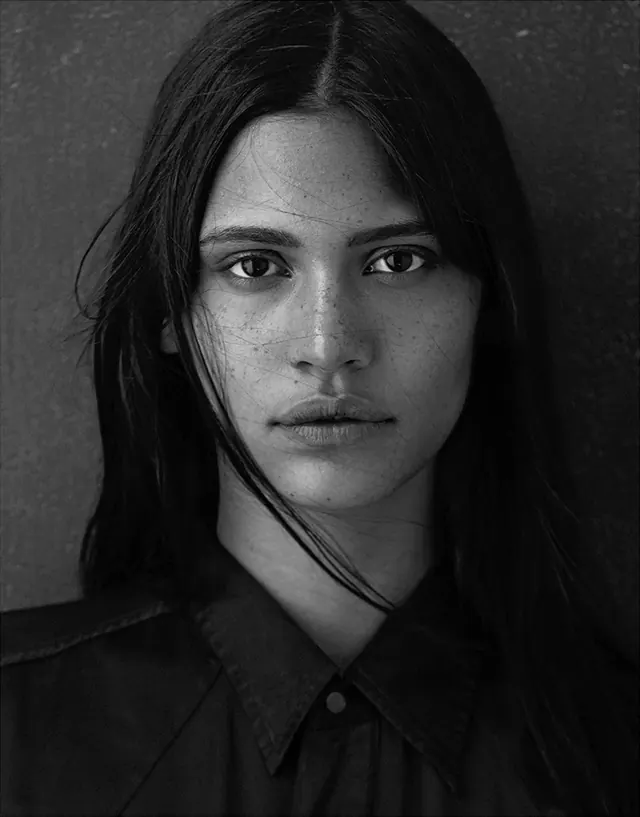 Portrait study in black and white, photographic, minimalist, monochrome