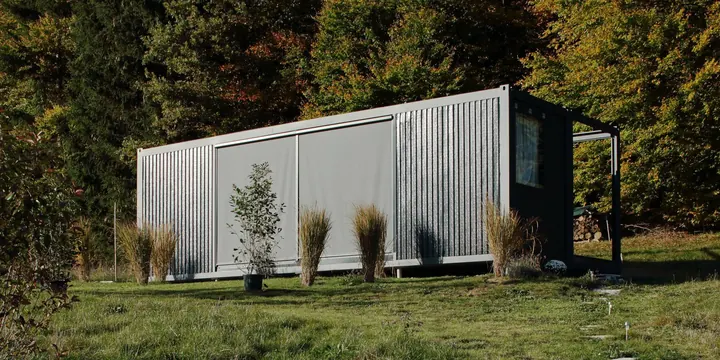 Minimal container architecture structure, photographic, minimal, earthy