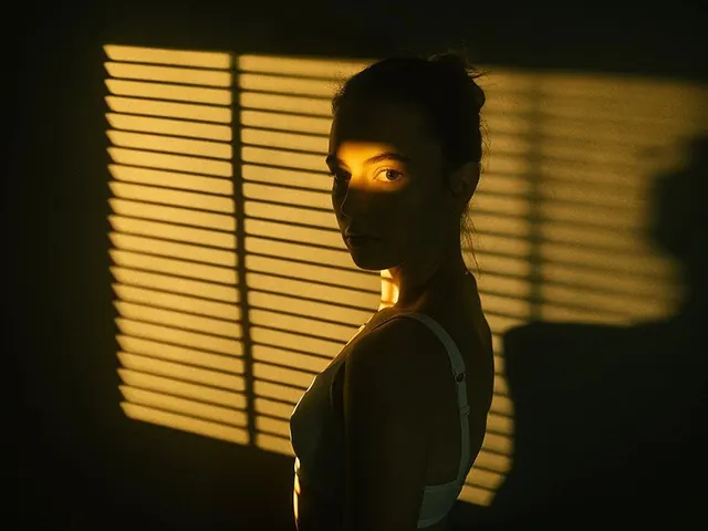 Golden window light portrait, photographic, editorial, warm