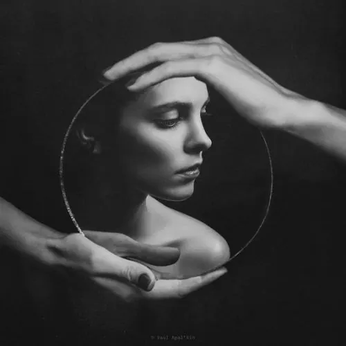 Monochrome Portrait with Circular Frame