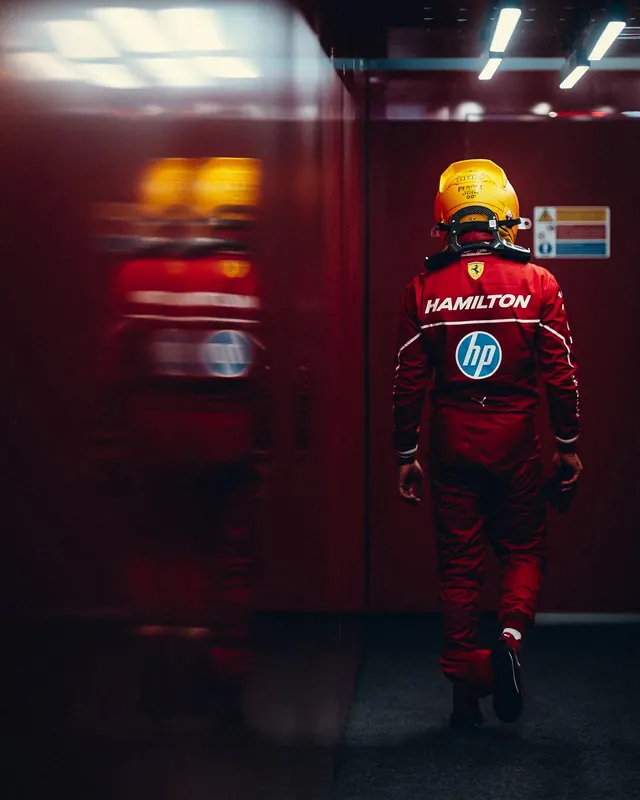 Motorcycle Rider in Red Suit