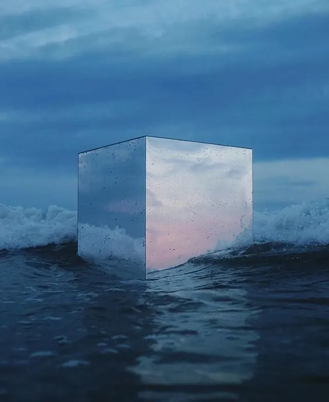 Floating Cube in Ocean