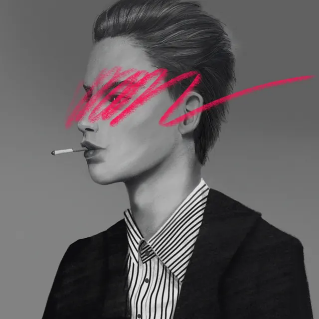 Portrait with Neon Scribble Overlay