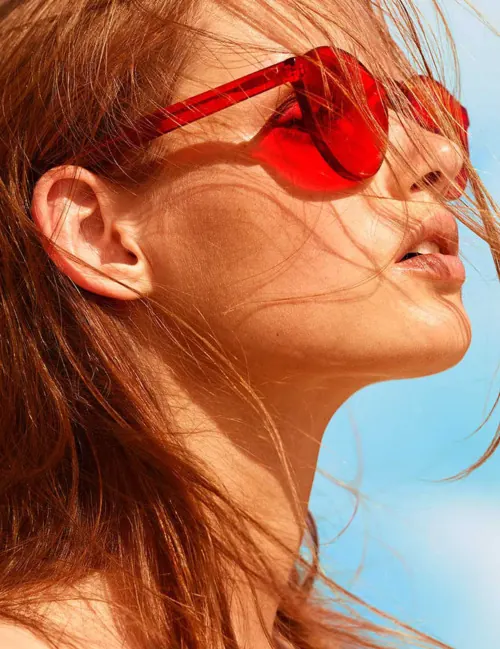 Woman in Red Sunglasses