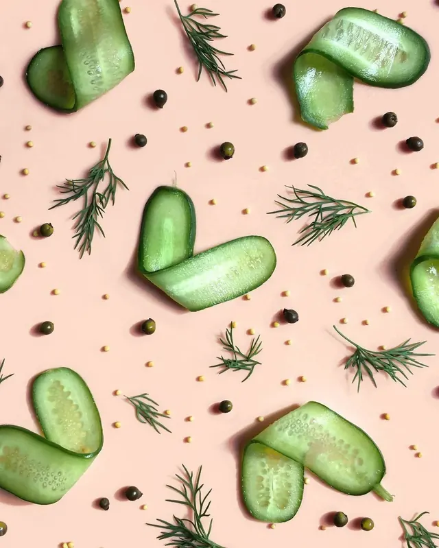 Cucumber and Herb Flat Lay