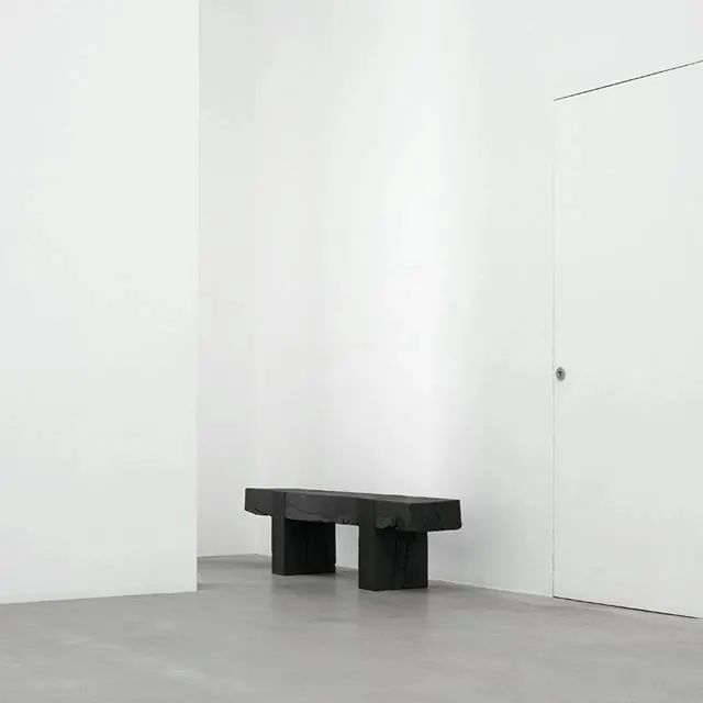 Minimalist Black Bench in White Gallery