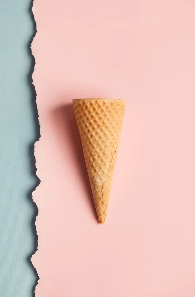Ice Cream Cone on Pink Paper