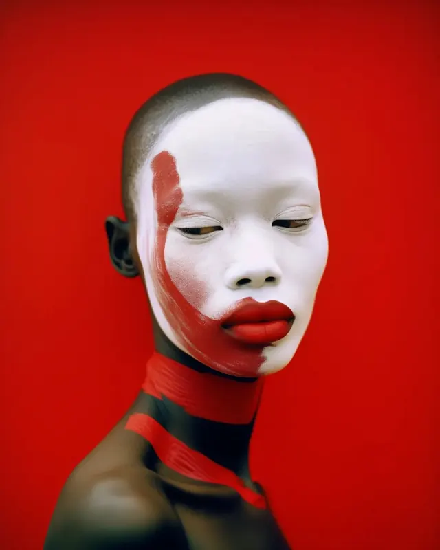 Red and White Portrait