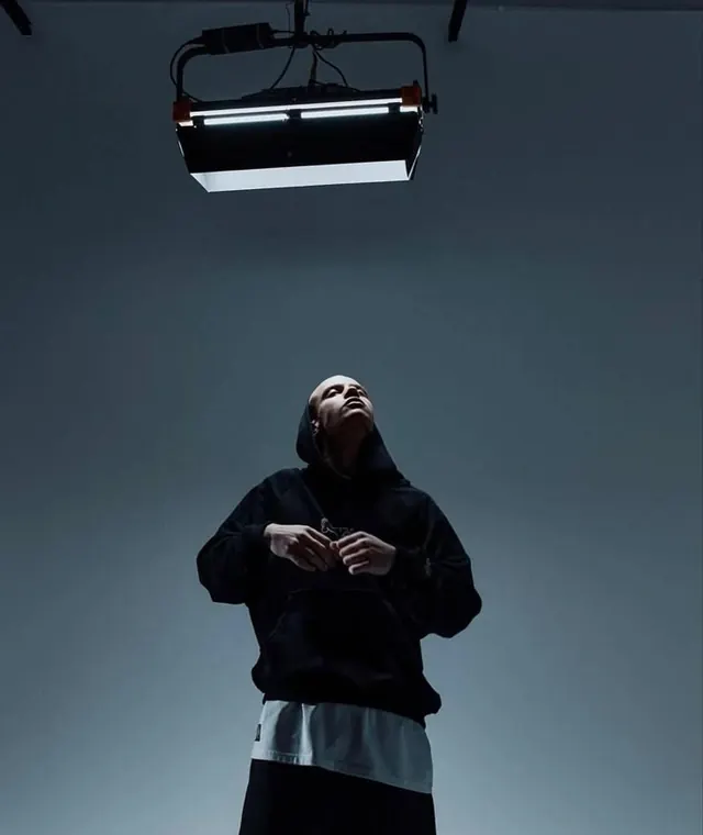Studio Portrait of Person in Hoodie