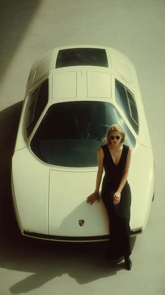 Vintage Car and Woman Portrait