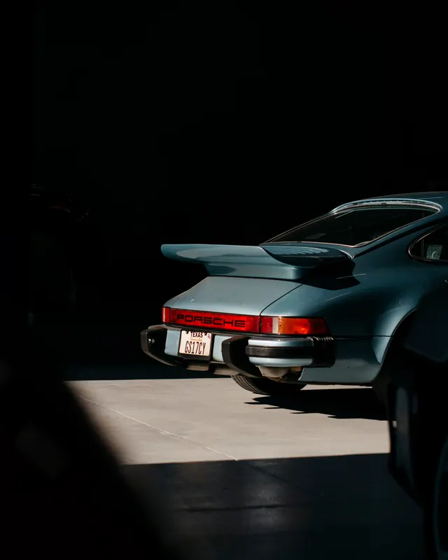 Rear View of Sports Car in Shadow