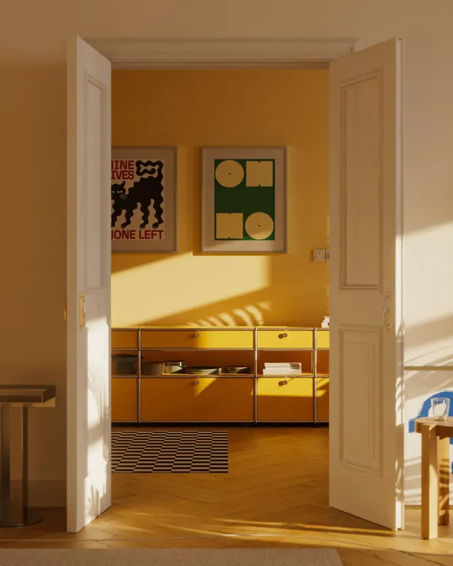 Interior Space with Yellow Accents