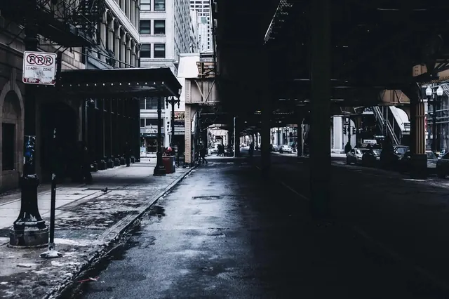 Nighttime Urban Street Scene