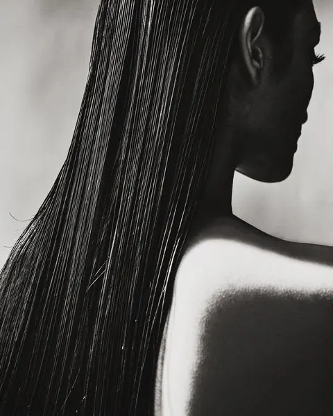 Black and White Portrait of Long Hair