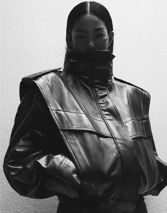 Monochrome Leather Fashion Portrait