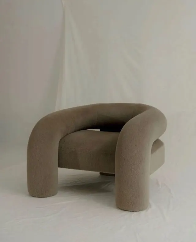 Curved Velvet Armchair