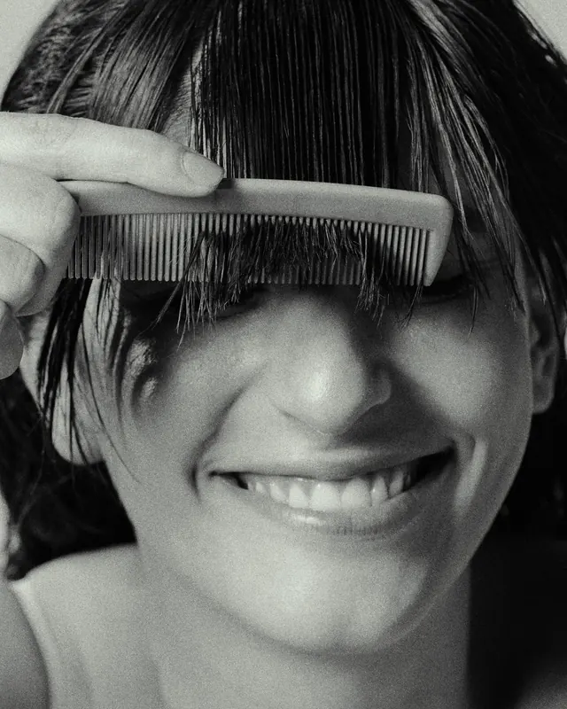 Black and White Portrait with Comb