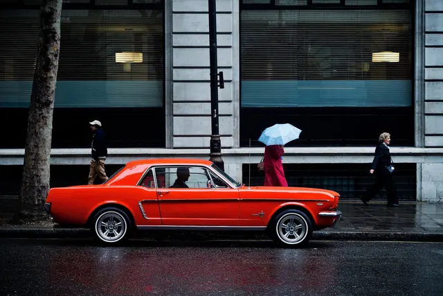 Red Classic Car Street Scene