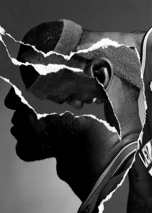 Torn Paper Portrait, brutalist, monochrome, monochrome