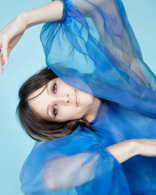Blue Sheer Fabric Portrait