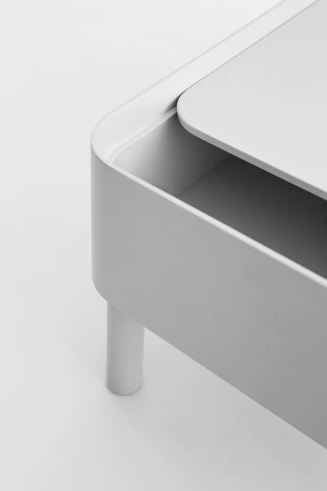 Minimalist gray cabinet close-up, minimal, monochrome, light